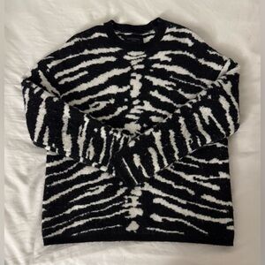 All Saints Monochrome Zebra Crewneck Sweater